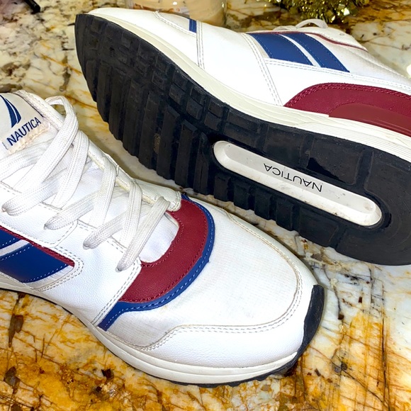 “Nautica” Mens sneakers burgundy Blue and White Sz 13 - Picture 4 of 5